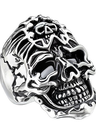 Biker Rocker Edelstahl Totenkopf Ring Totenschädel mit Bandana