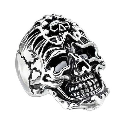 Biker Rocker Edelstahl Totenkopf Ring Totenschädel mit Bandana
