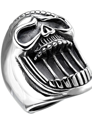 Massive Biker Rocker Ring Skull Laughing Skull 