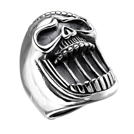 Massiver Biker Rocker Ring Totenkopf lachender Totenschädel