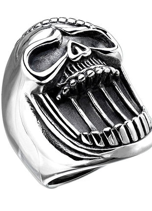 Massiver Biker Rocker Ring Totenkopf lachender Totenschädel