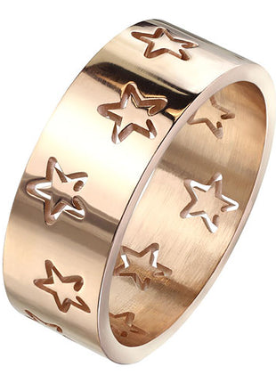 Damen Schmuck Ring Verlobungsring Rosegold IP mit Sternen