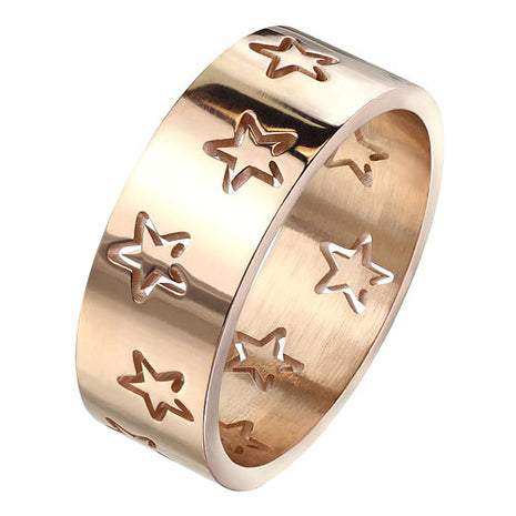 Damen Schmuck Ring Verlobungsring Rosegold IP mit Sternen