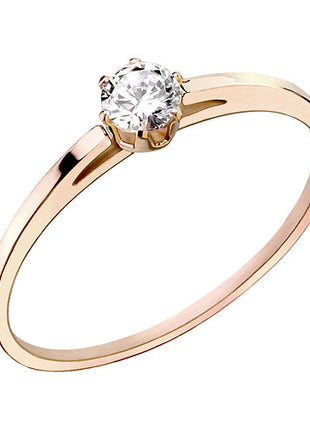 Damen Designer Ring Verlobungsring Solitärring Rosegold vergoldet mit Kristall