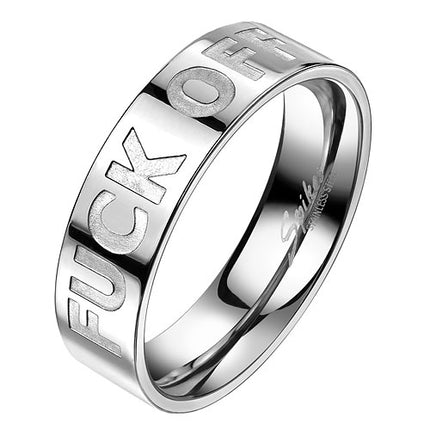 F-Off gravierter Damen Herren Ring Edelstahl Fingerring Silber Edelstahl poliert