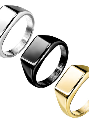 Signet ring rectangular stainless steel men's women's ring modern timeless stylish 