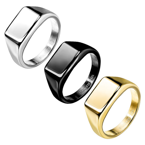 Signet ring rectangular stainless steel men's women's ring modern timeless stylish 