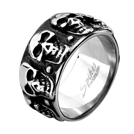 Totenkopf Herren Ring Biker Rocker Edelstahl 3D Skull Fingerring