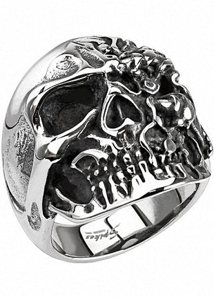 Biker Rocker Ring Totenkopf mit 2 Gesichter Terminator