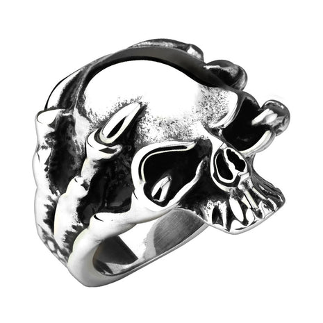 Biker Rocker Ring Dragon Claw Skull Stainless Steel Solid 