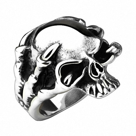 Biker Rocker Ring Drachen Klaue Totenkopf Edelstahl Massiv