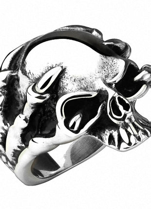 Biker Rocker Ring Drachen Klaue Totenkopf Edelstahl Massiv