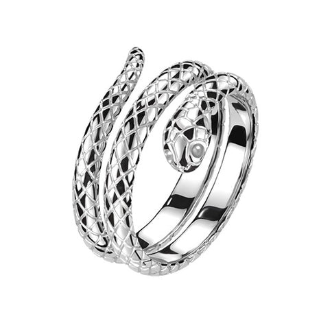 Edelstahl Ring mit Schlangenmuster Schlangen Wickelring Fingerring