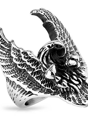 Biker Rocker Ring Flying Eagle Stainless Steel Solid 