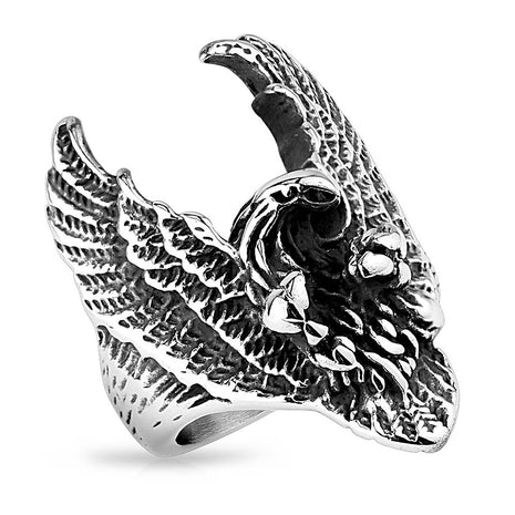 Biker Rocker Ring fliegender Adler Edelstahl Massiv