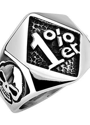 1%er Rocker Biker Ring Rebel Totenkopf Edelstahl Massiv