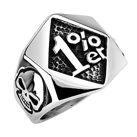 1%er Rocker Biker Ring Rebel Totenkopf Edelstahl Massiv