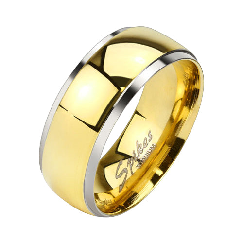 Herren & Damen Titan Ring vergoldet abgestufter Rand