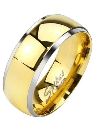 Men's &amp; Women's Titanium Ring Gold Plated Graduated Edge 