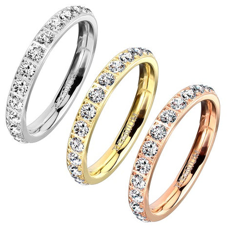 Titan Damen Ring Designer Verlobungsring Ehe Fingerring mit kleinen Kristallen Ewigkeitsring