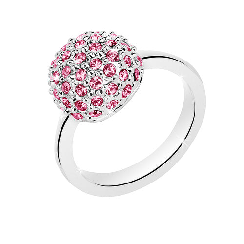 Damen Designer Schmuck Ring Multi Kristall Kugel Pink