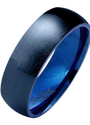 Herren & Damen Ring Partnerring Edelstahl Blau Matt