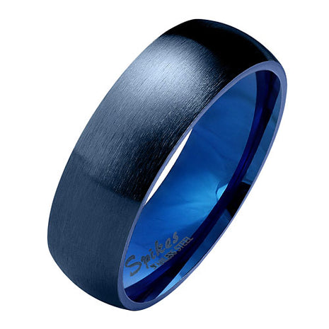 Herren & Damen Ring Partnerring Edelstahl Blau Matt