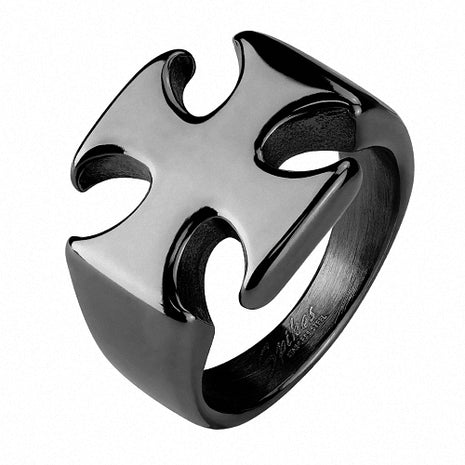 Biker Rocker Ring Eisernes Kreuz Edelstahl Schwarz