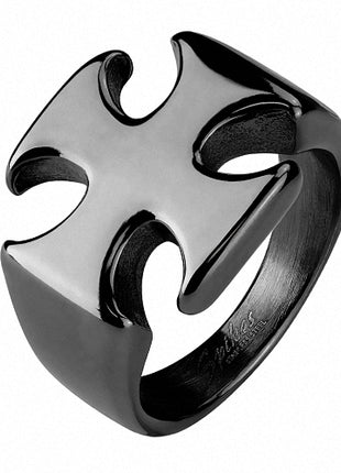 Biker Rocker Ring Eisernes Kreuz Edelstahl Schwarz