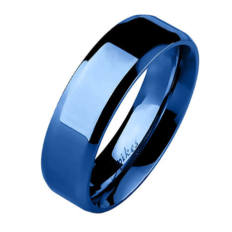 Herren & Damen Ring Partnerring Edelstahl Blau