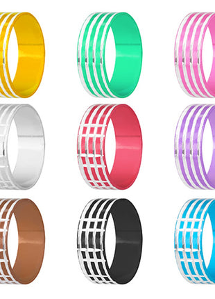 Men Women Aluminum Jewelry Tribal Cut Band Ring Colorful 