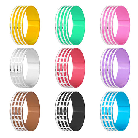 Men Women Aluminum Jewelry Tribal Cut Band Ring Colorful 