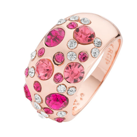 Damen Designer Schmuck Ring Roségold IP mit pinken Kristallen