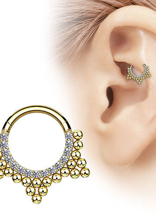 Septum Ear Piercing Segment Clicker Hinge Vine Design with Crystals 