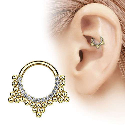 Septum Ohr Piercing Segment Clicker Scharnier Reben Design mit Kristallen
