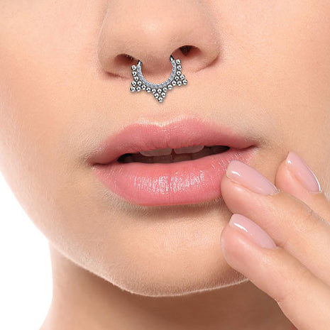 Septum Ear Piercing Segment Clicker Hinge Vine Design with Crystals 