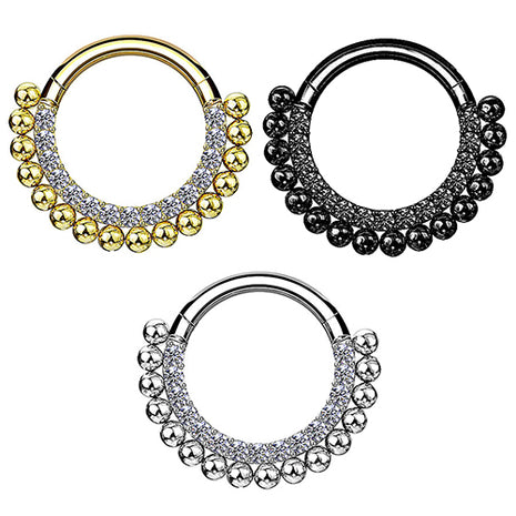 Septum Piercing Ohr Segment Clicker Scharnier Kugel Design mit Kristallen