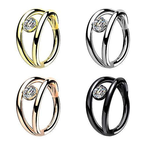 Ohr Knorpel Doppel Ring Septum Nasen Helix Piercing Clicker Scharnier Kristall