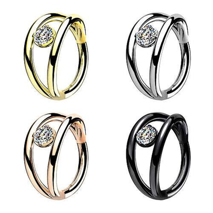 Ohr Knorpel Doppel Ring Septum Nasen Helix Piercing Clicker Scharnier Kristall