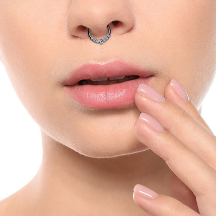Hochwertiges Septum Piercing Ohr Segmentring Clicker Scharnier mit Kristallen