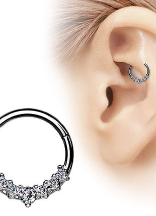 High quality septum piercing ear segment ring clicker hinge with crystals 