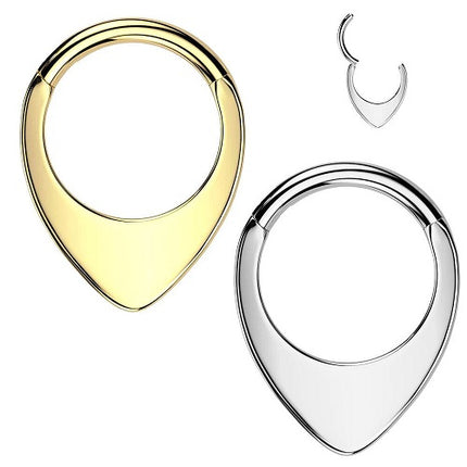 Flacher Segmentring Scharnier Tropfenform Septum Helix Ohrpiercing
