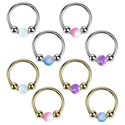Helix Piercing Clicker Ring Septum Tragus Conch Daith Opal Segment