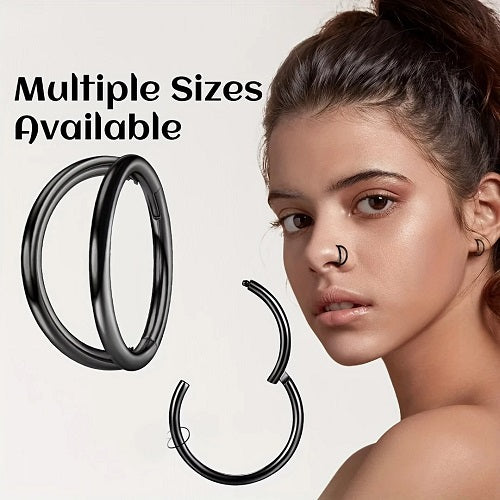 Septum Piercing 2er Set Helix Daith Ohr Doppel Ring Universal Scharnier Clicker