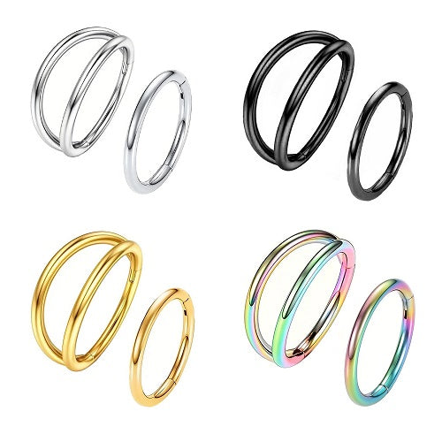 Septum Piercing 2er Set Helix Daith Ohr Doppel Ring Universal Scharnier Clicker