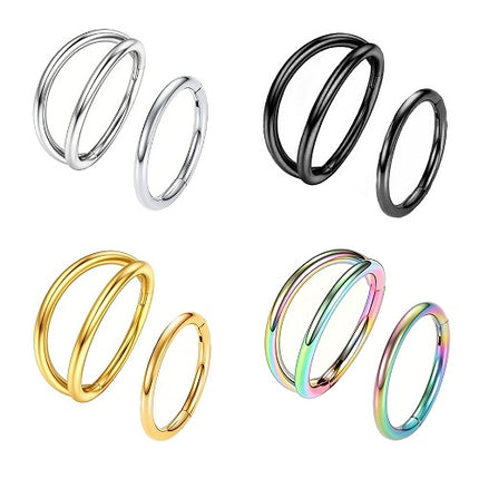 Septum Piercing 2er Set Helix Daith Ohr Doppel Ring Universal Scharnier Clicker