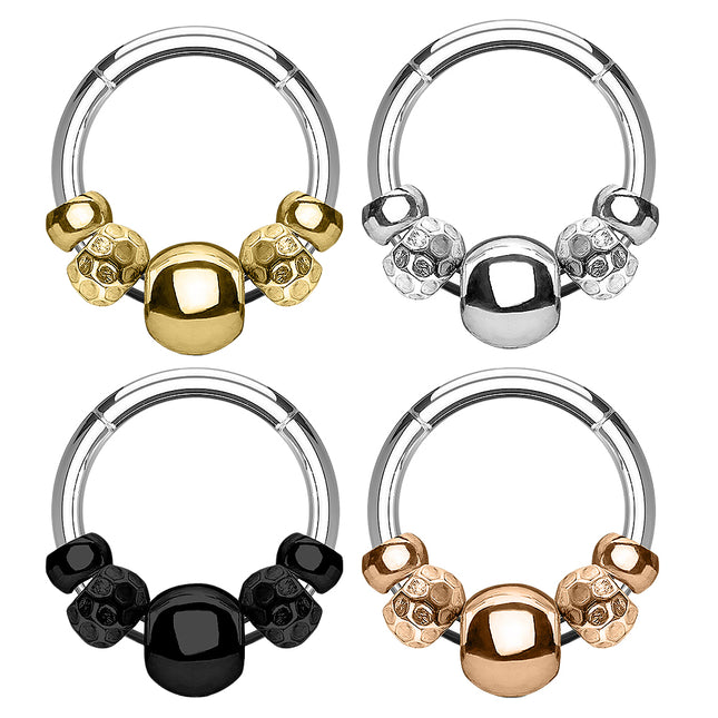 Septum Piercing Clicker Ring mit beweglichem Tribal Beads Kugeln