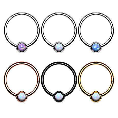 Septum Piercing Clicker Nasen Ring Segment Ohr Ring Scharnier Opal Kugel