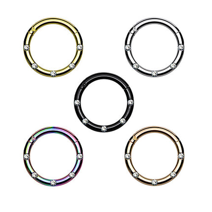 Eleganter Septum Piercing Clicker mit funkelnden Kristallen für Nase Helix Daith