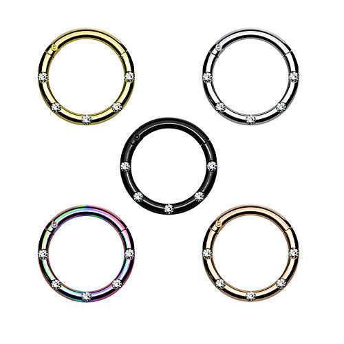 Eleganter Septum Piercing Clicker mit funkelnden Kristallen für Nase Helix Daith